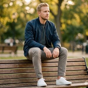 Navy Bomber Jacket - H&M